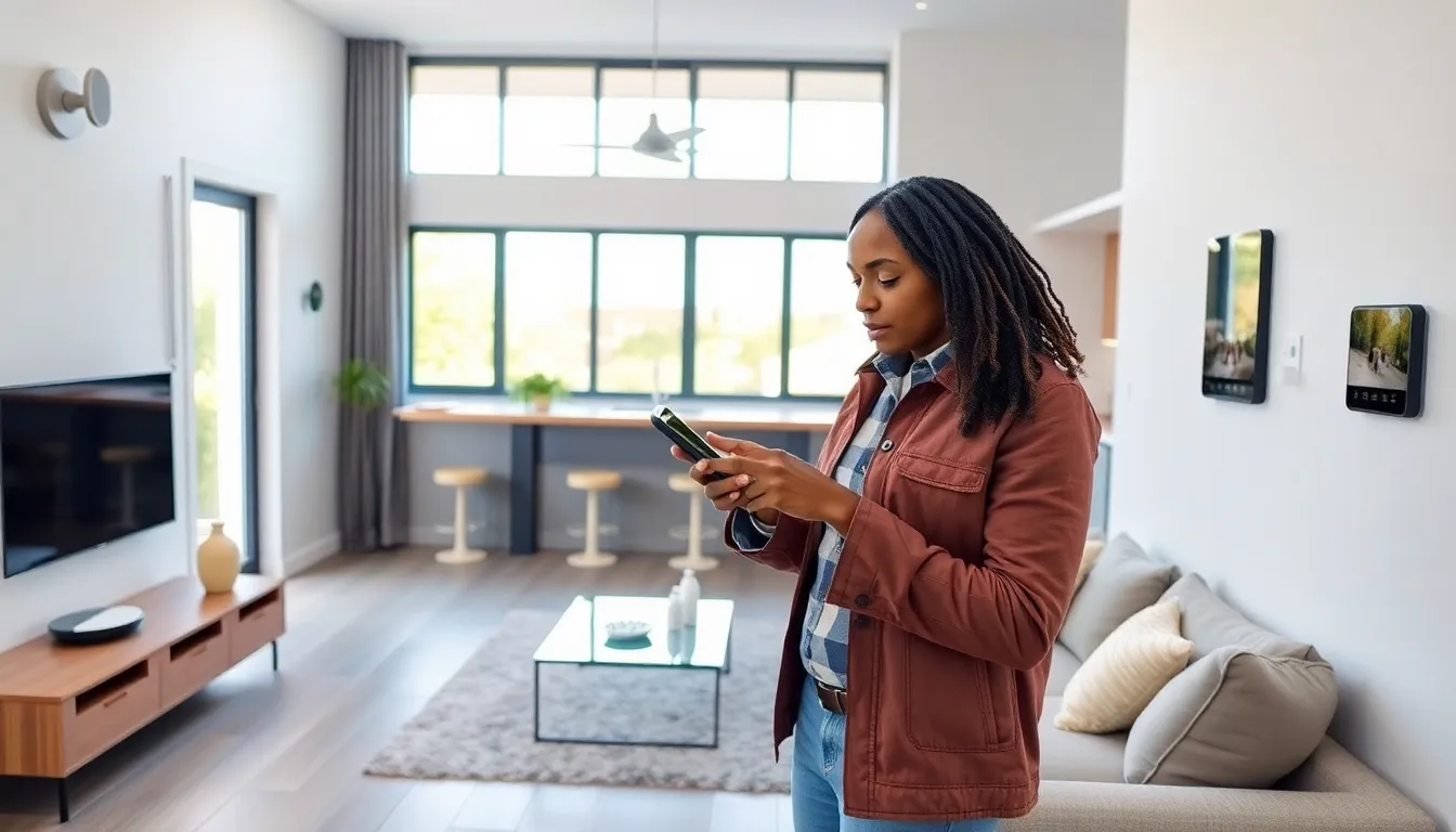 modern smart home interior with advanced technology and appliances.