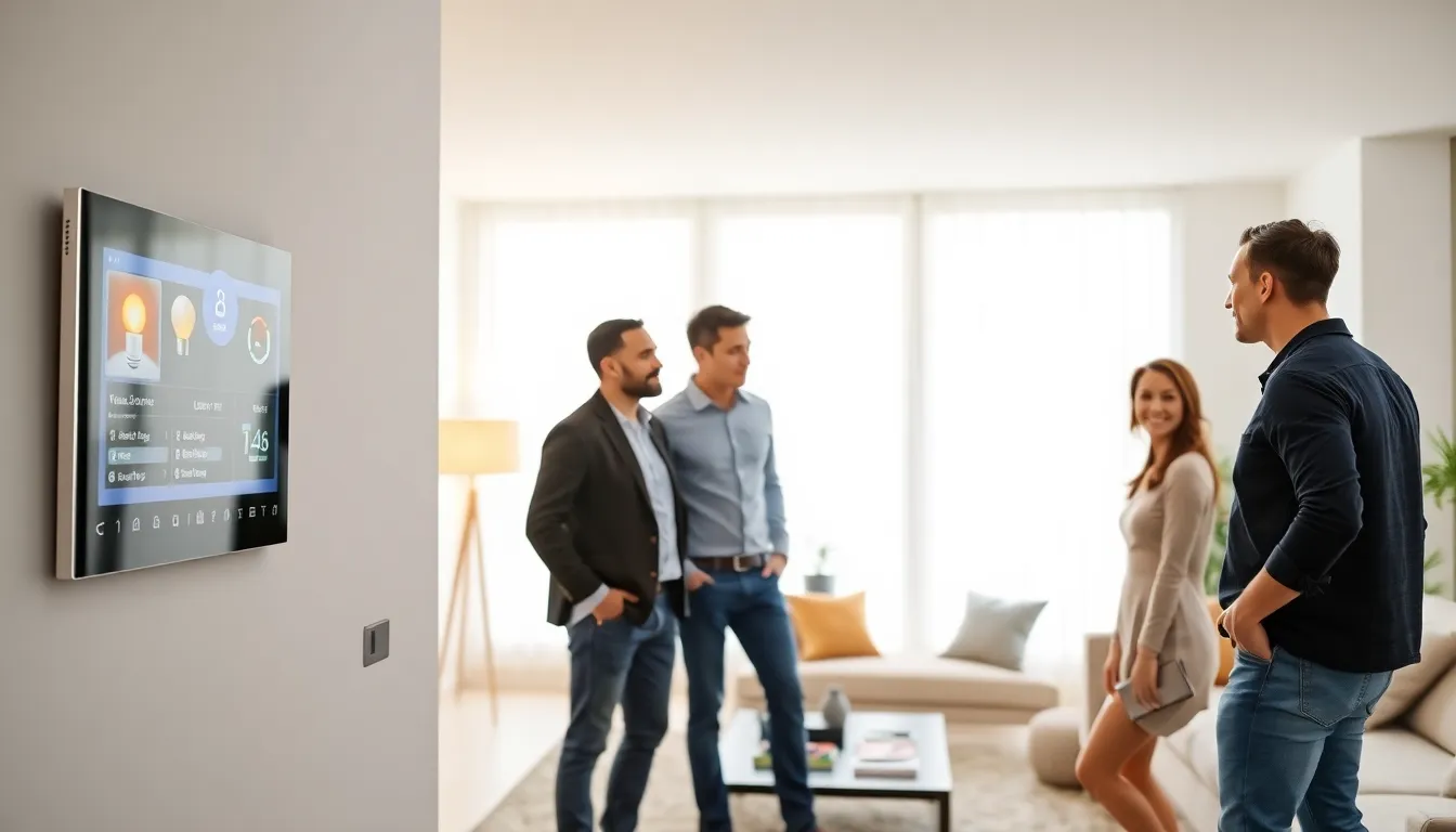 modern smart panel in an American home with family interaction.